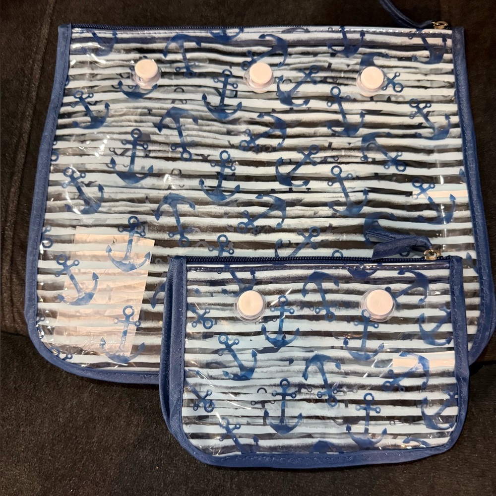 BOGG BAG Blue and White Anchor Tote Set
